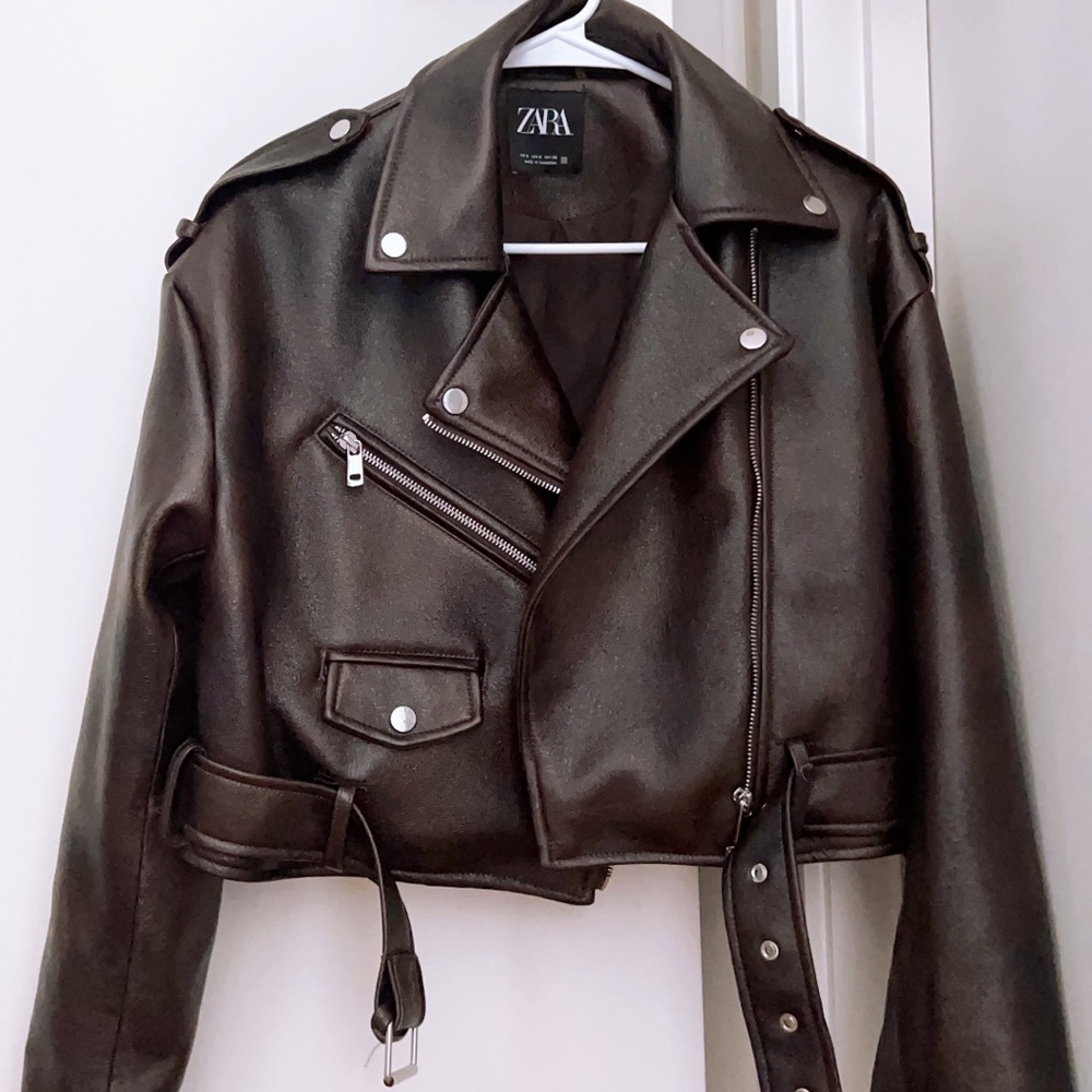 Zara Women's Brown Faux Leather Jacket